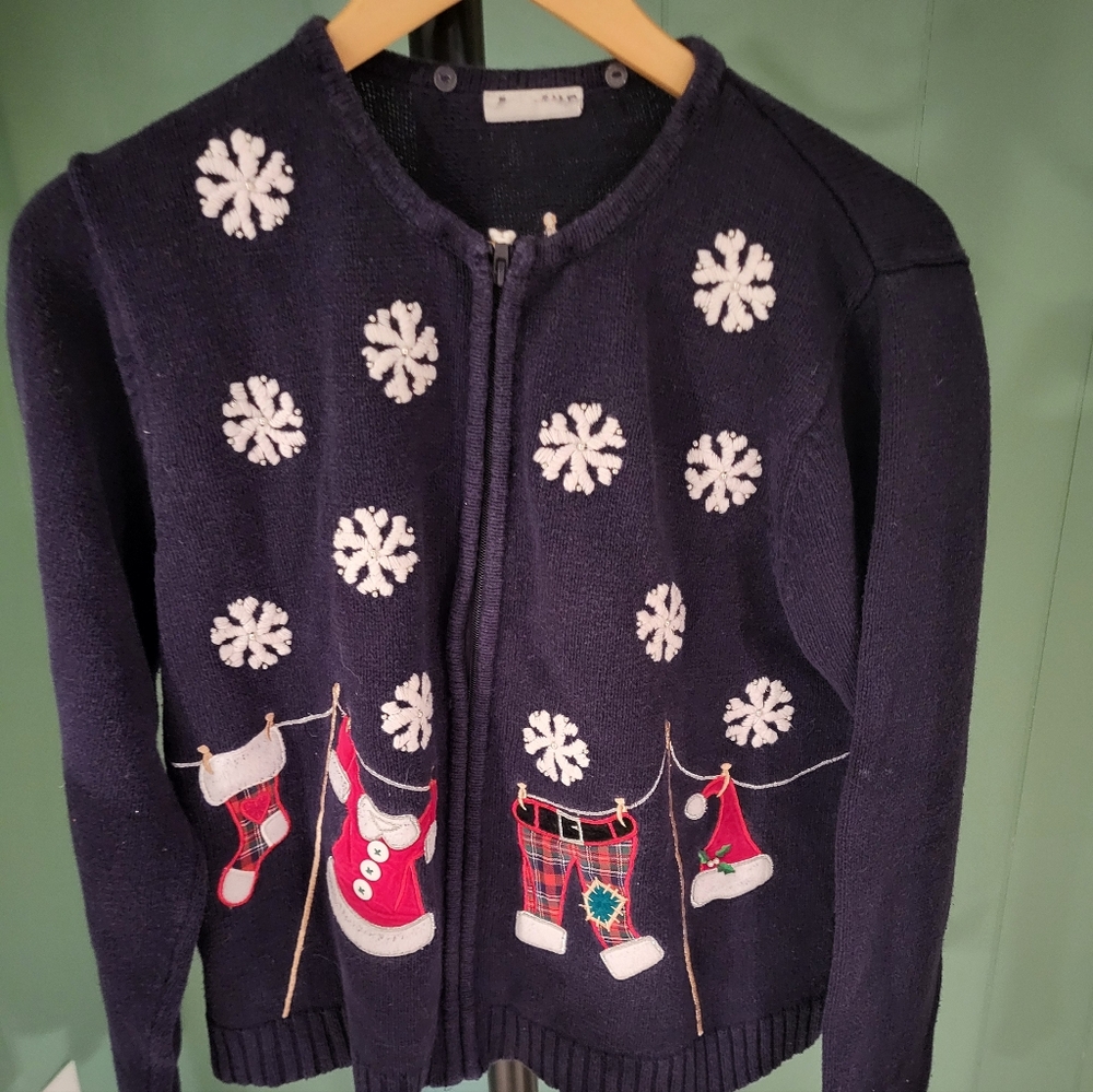 Navy Blue Holiday/Winter Sweater, Est. M
